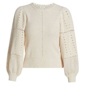 NWT! A.L.C. Ivory Juliana Rib-knit Pointelle Sweater Blouse Top Size XL